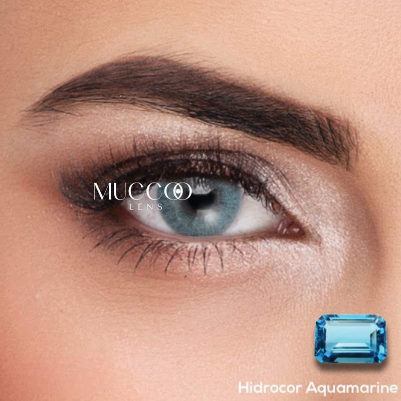 Lentes de contato anual com grau para miopia/hipermetropia Hidrocor Aquamarine (caixa com 2 unidades)