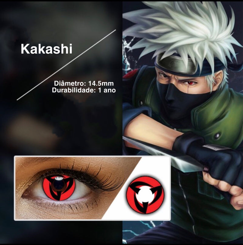 Lente de contato anual Cosplay/Kakashi caixa com 2 unidades