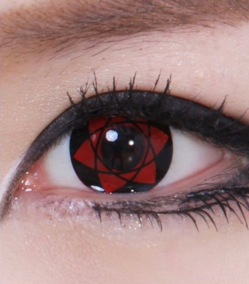 Lente de contato anual Cosplay Naruto Sharingan Amaterasu caixa com 2 unidades